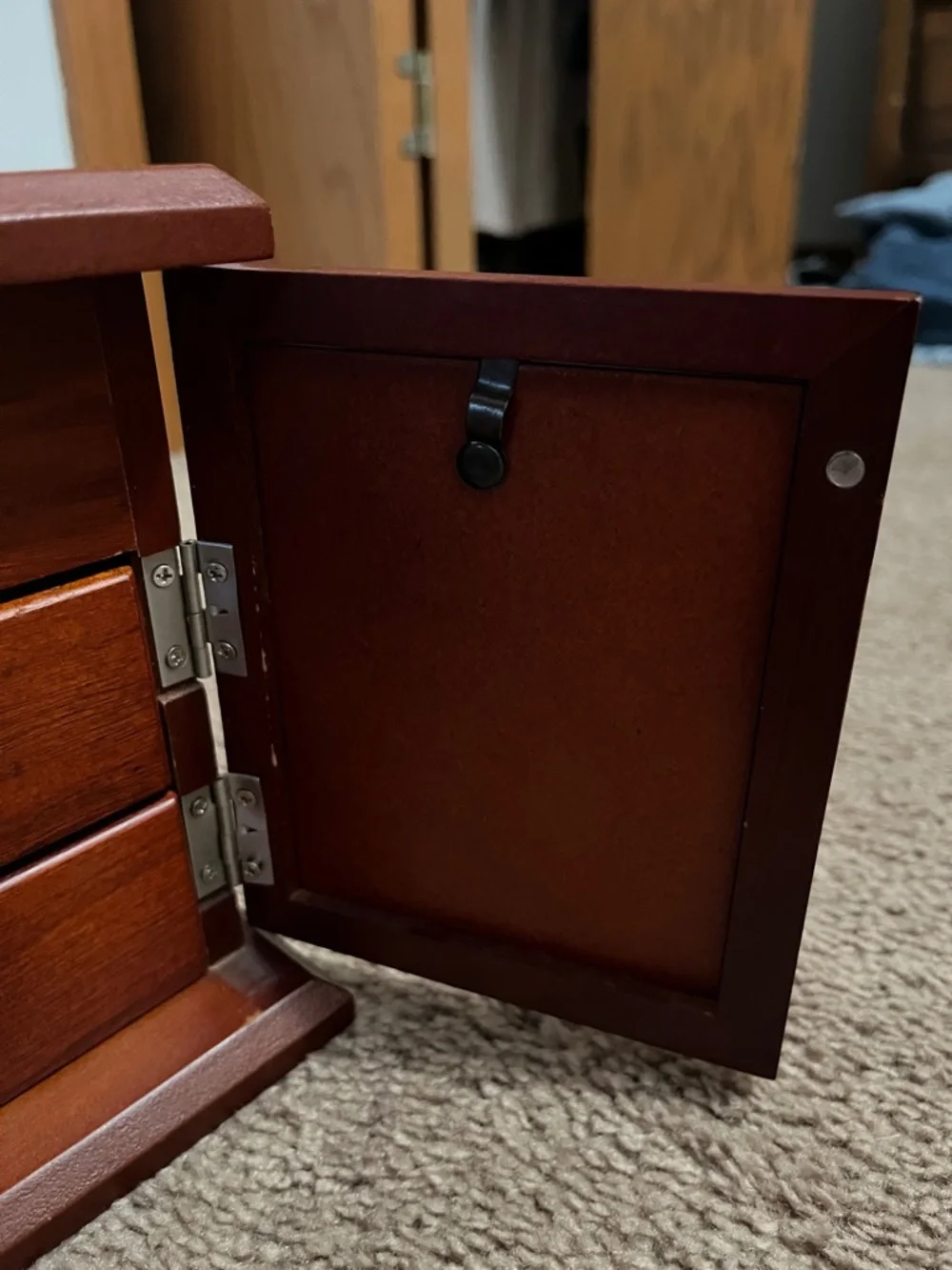 Wood Finish Jewelry Box with Mirror - Brown